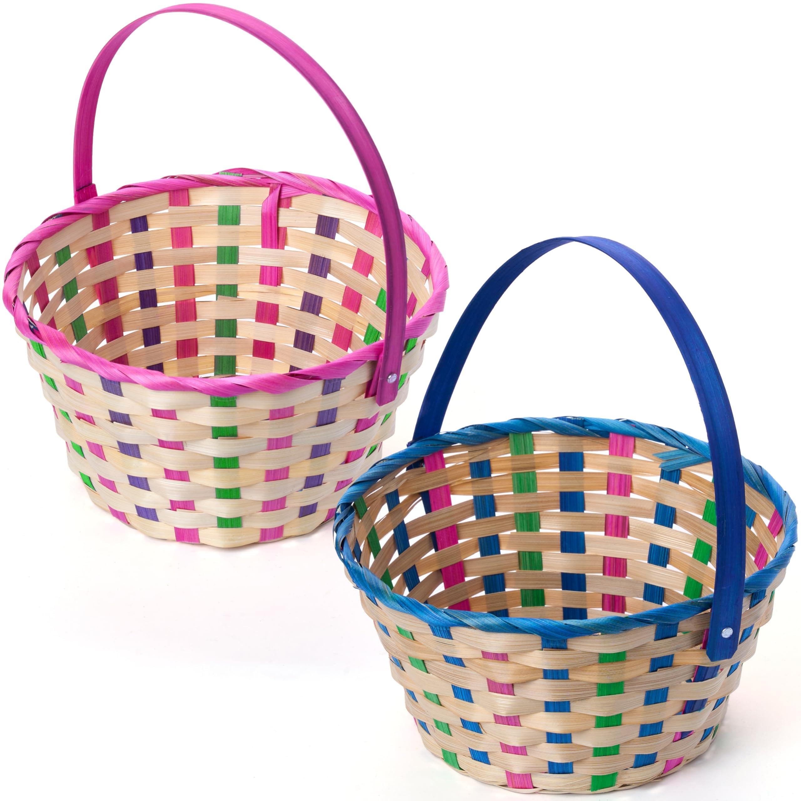 Amazon.com: JOYIN 2 Pcs Easter Bamboo Plaid Basket, Blue Pink